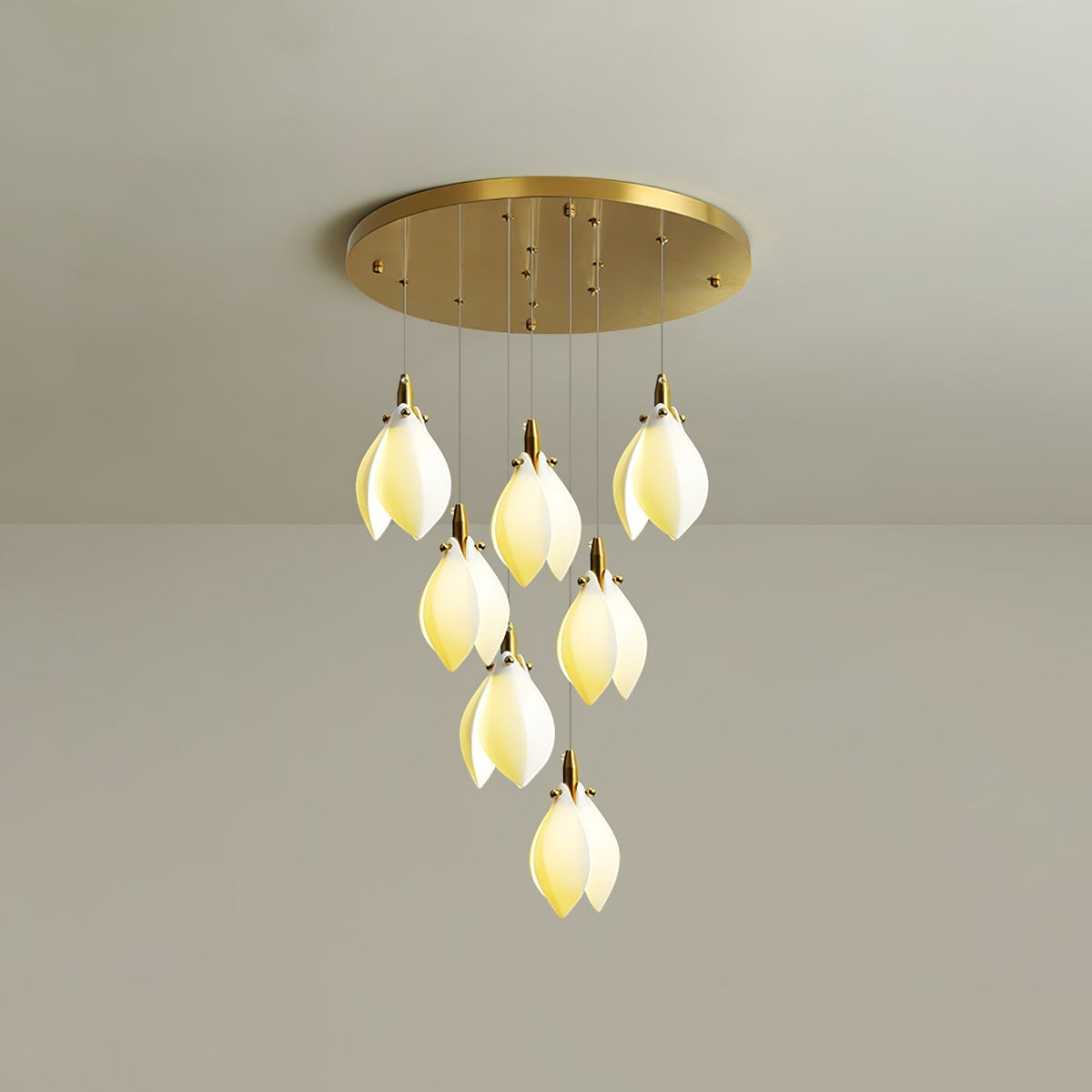 Caphayra Floral Ceramic Brass Chandelier