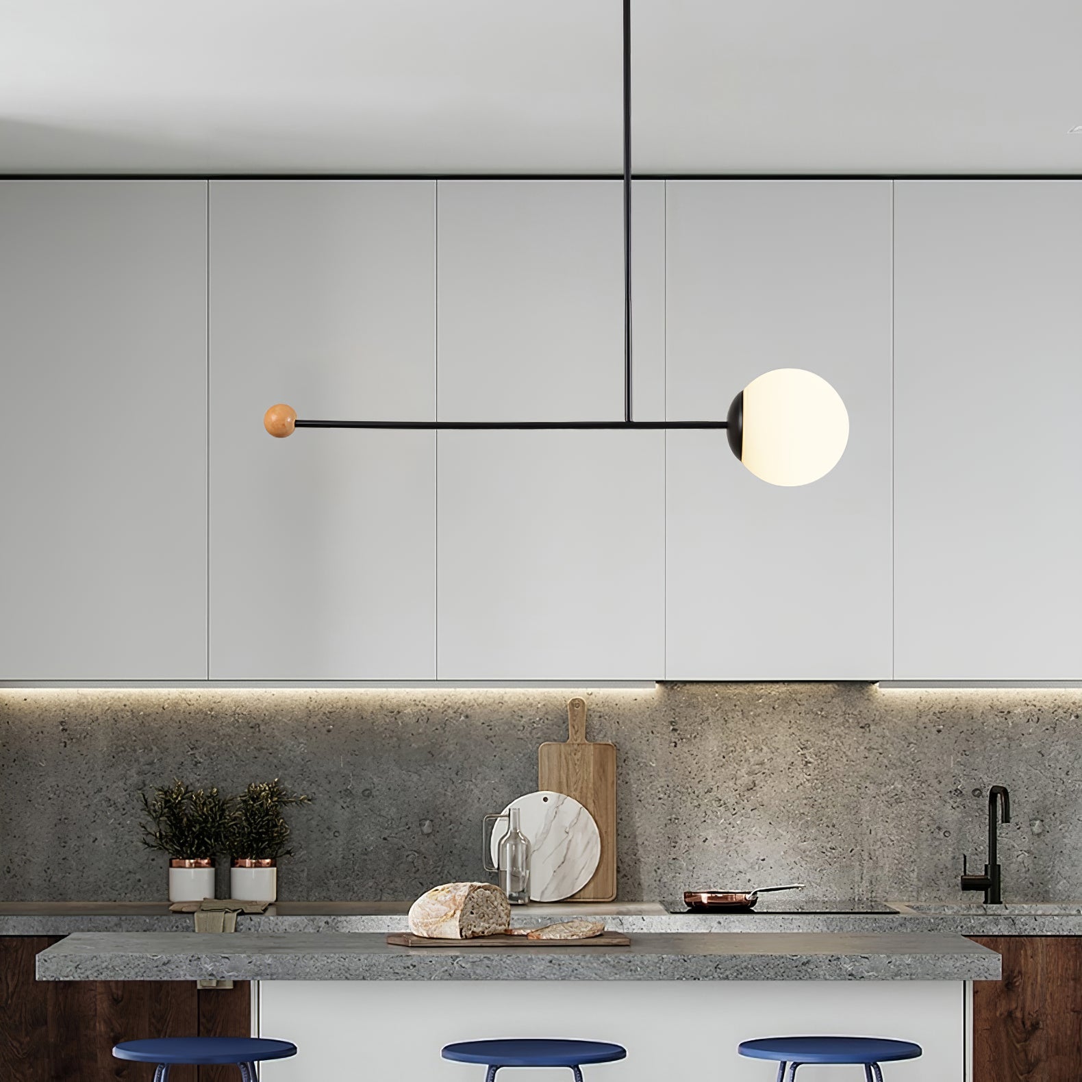 Orbital Balance Modern Linear Pendant Light - Neutral Decor