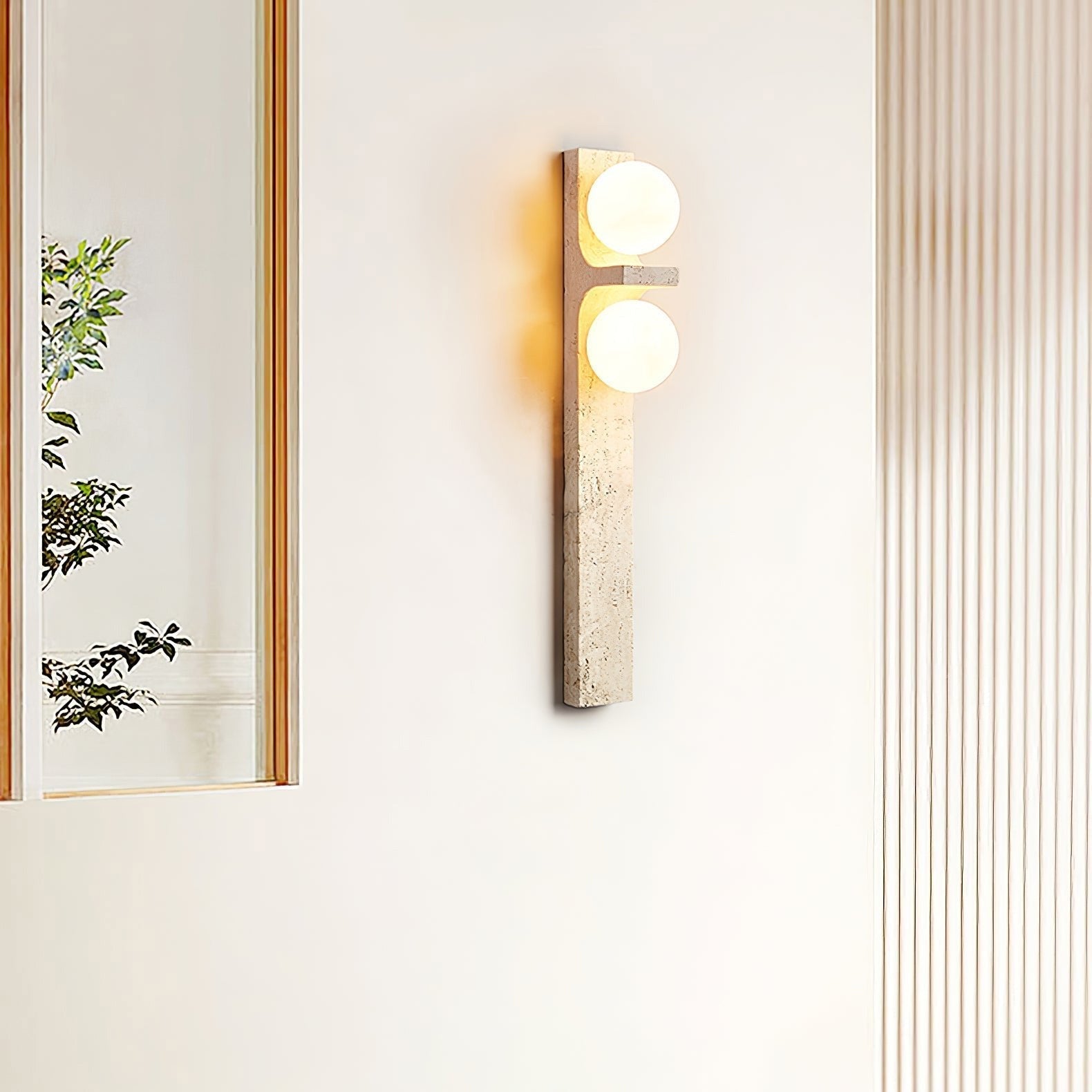 Eirikuvys Organic Modern Minimalist Travertine Wall Sconce - Neutral Decor