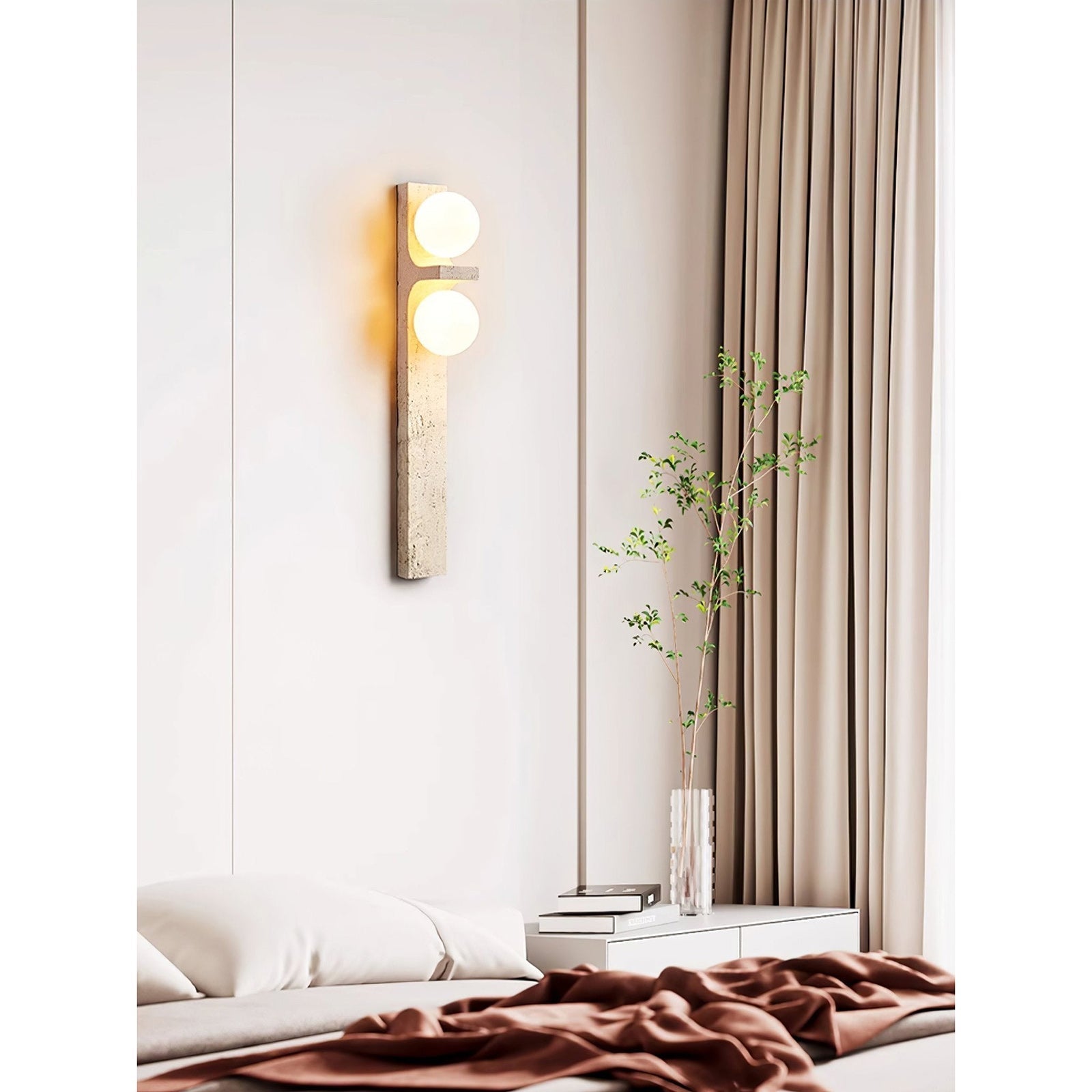 Eirikuvys Organic Modern Minimalist Travertine Wall Sconce