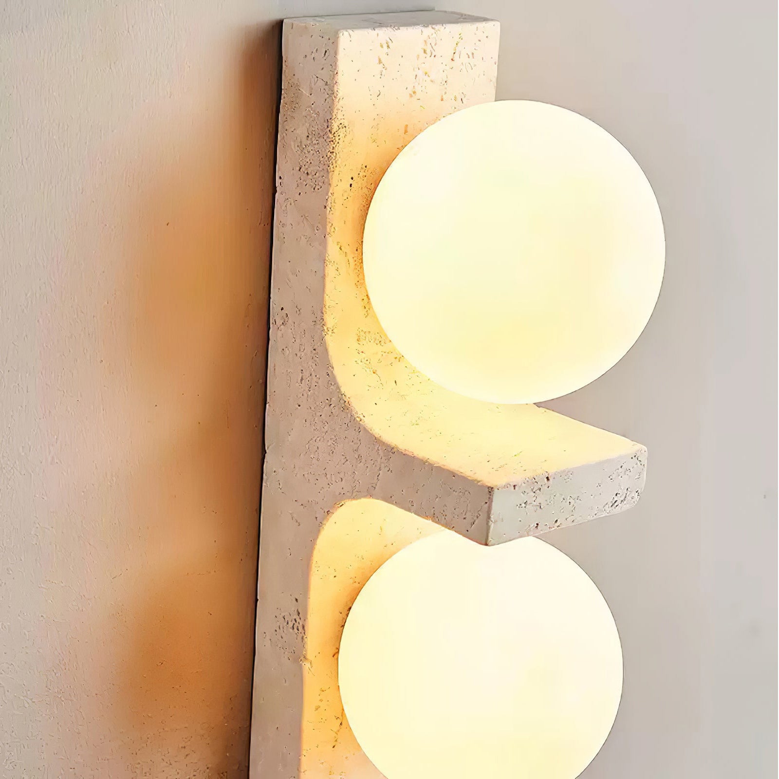Eirikuvys Organic Modern Minimalist Travertine Wall Sconce - Neutral Decor