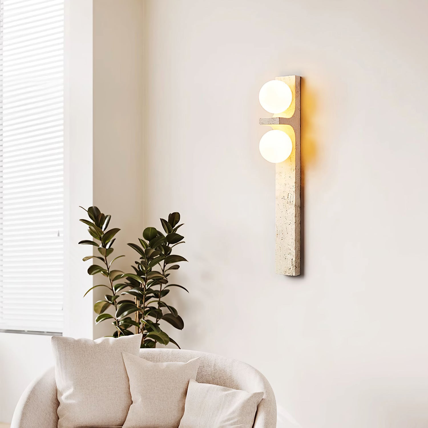 Eirikuvys Organic Modern Minimalist Travertine Wall Sconce