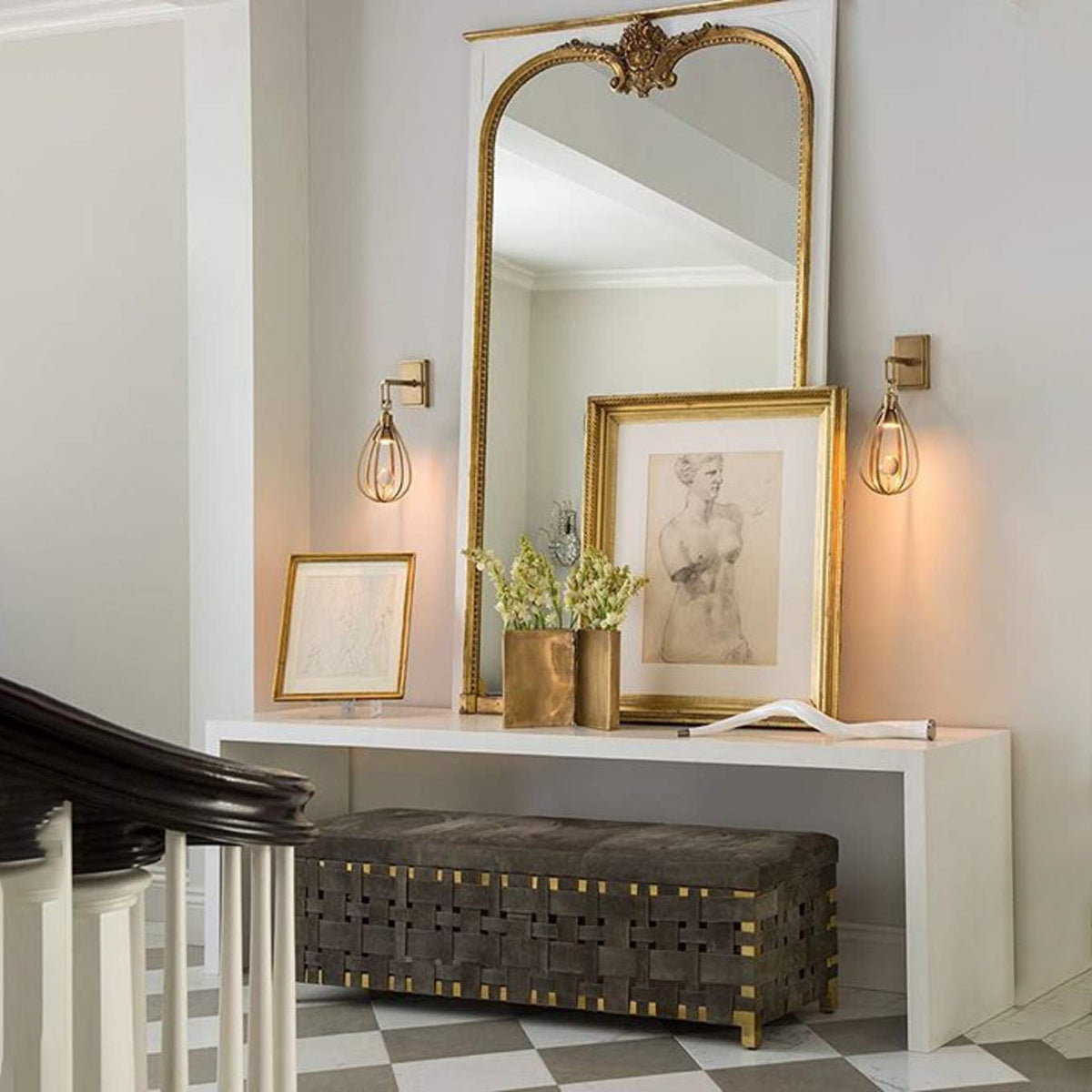 Gloruvys Modern Minimalist Brass Crystal Wall Lamp