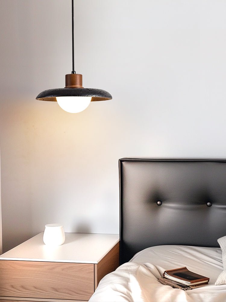 Zenk Black Travertine Dome Pendant Lamp