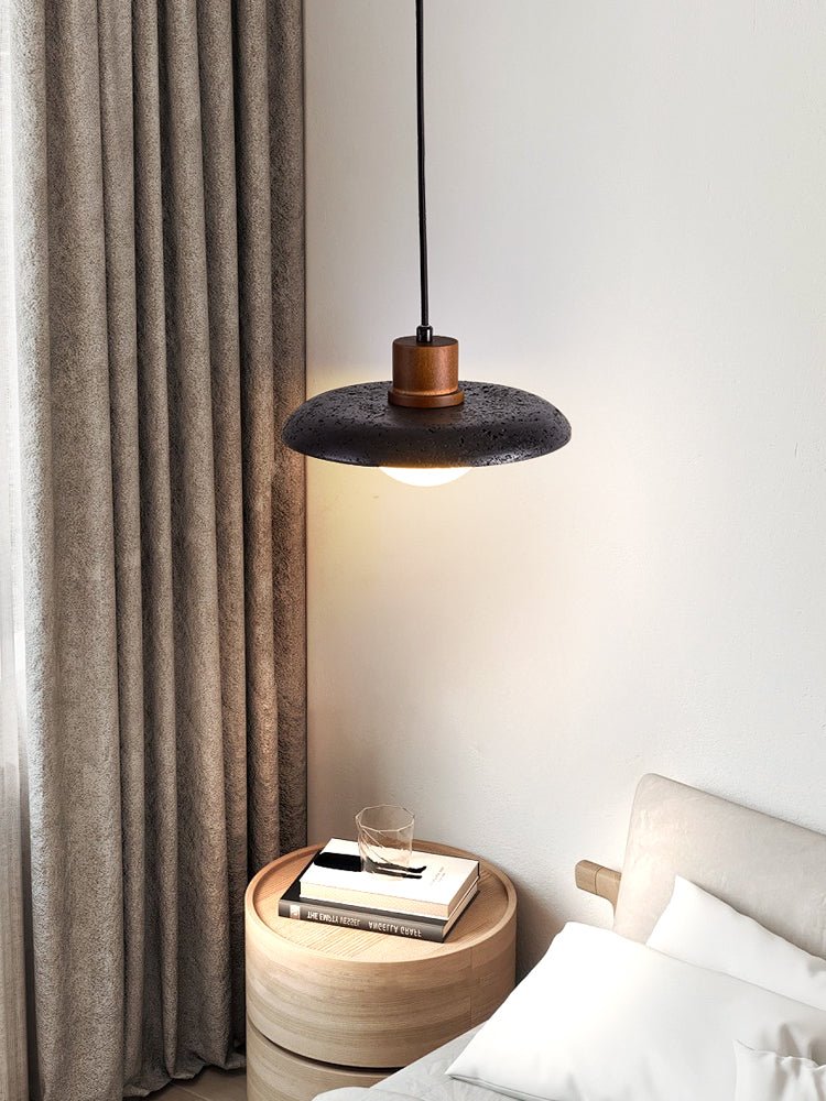Zenk Black Travertine Dome Pendant Lamp