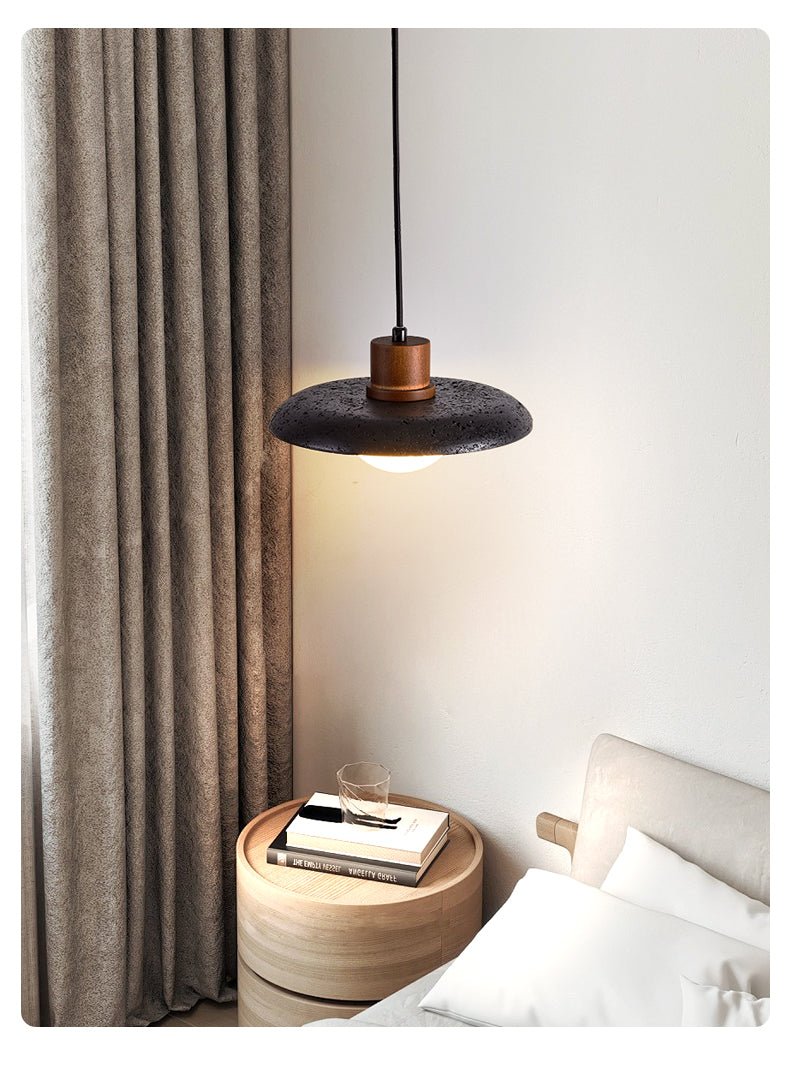 Zenk Black Travertine Dome Pendant Lamp