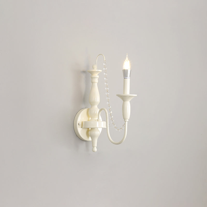 Jarnbruvys Traditional Candle Metal Crystal Wall Lamp