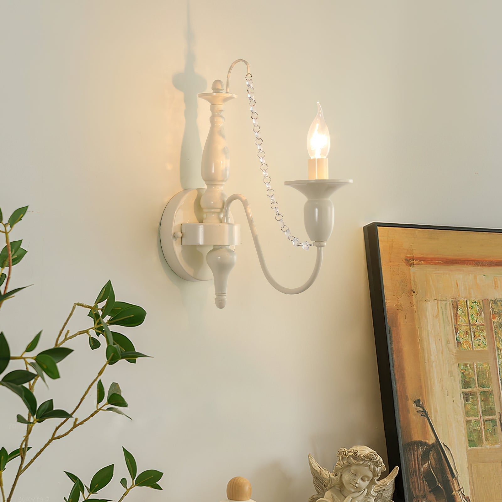 Jarnbruvys Traditional Candle Metal Crystal Wall Lamp