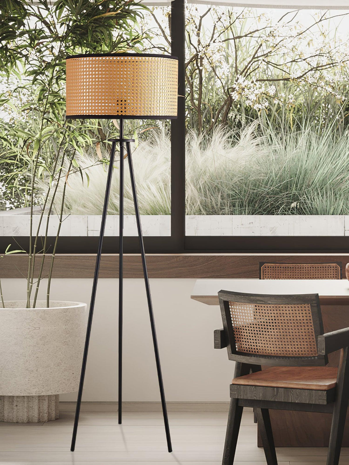 Trio Vintage Bamboo Floor Lamp