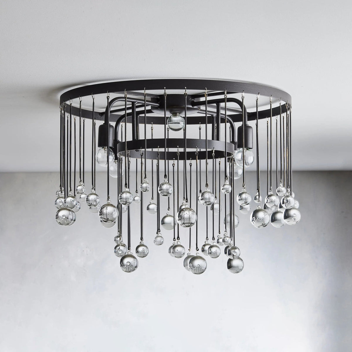 Fljotuvyo Postmodern Luxury Brass Crystal Flush Mount Ceiling Lamp