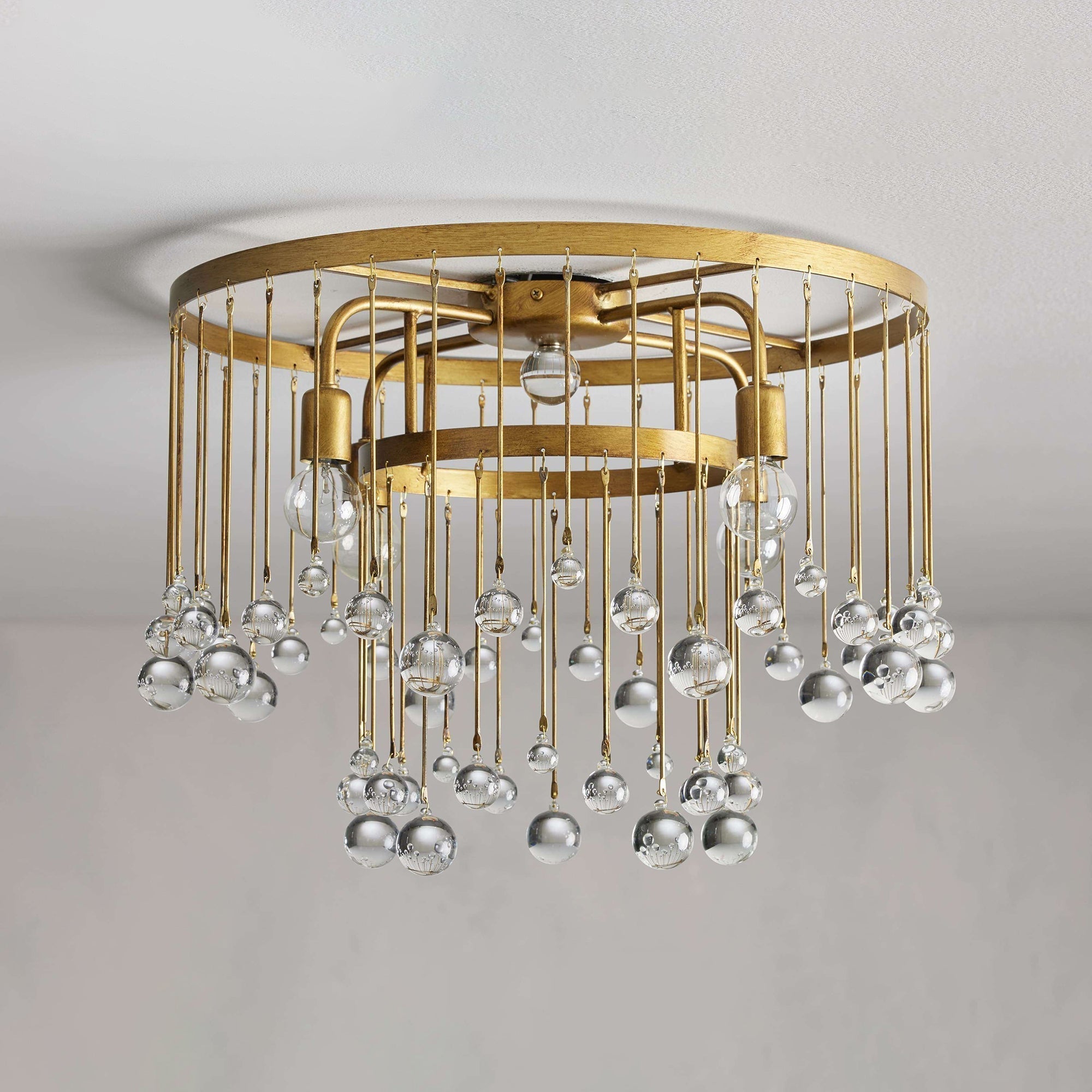 Fljotuvyo Postmodern Luxury Brass Crystal Flush Mount Ceiling Lamp