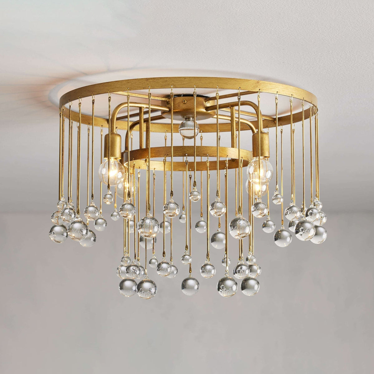 Fljotuvyo Postmodern Luxury Brass Crystal Flush Mount Ceiling Lamp