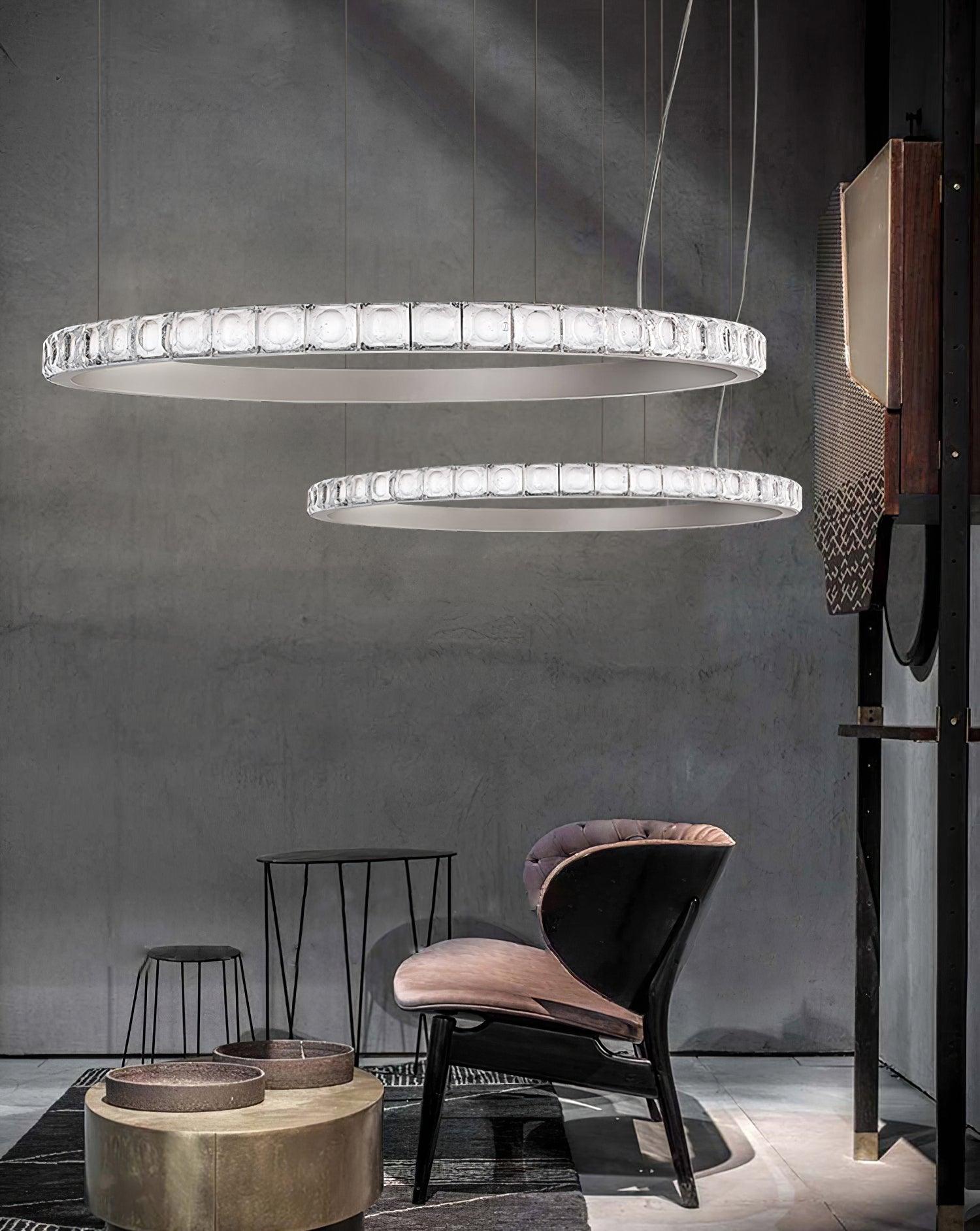 Avzorion Modern Minimalist Ring Glass Chandelier
