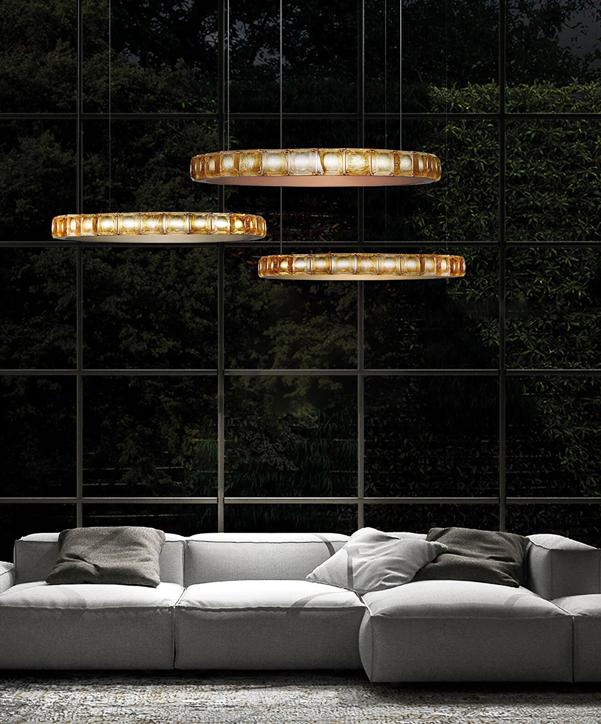 Avzorion Modern Minimalist Ring Glass Chandelier