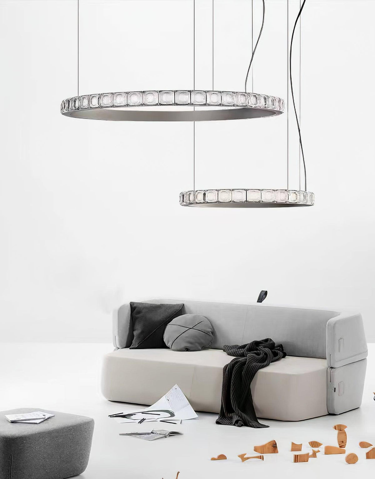 Avzorion Modern Minimalist Ring Glass Chandelier