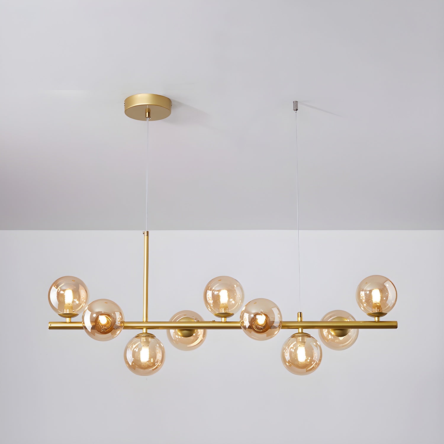 Lioroora Chandelier Glass Globe Gold 12-Light