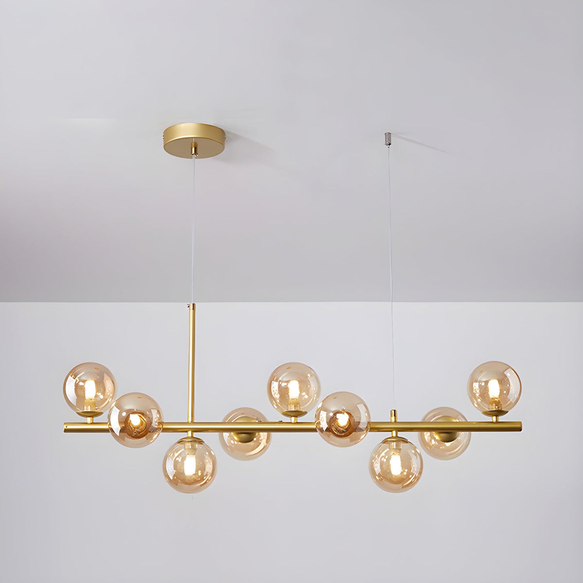 Lioroora Chandelier Glass Globe Gold 12-Light