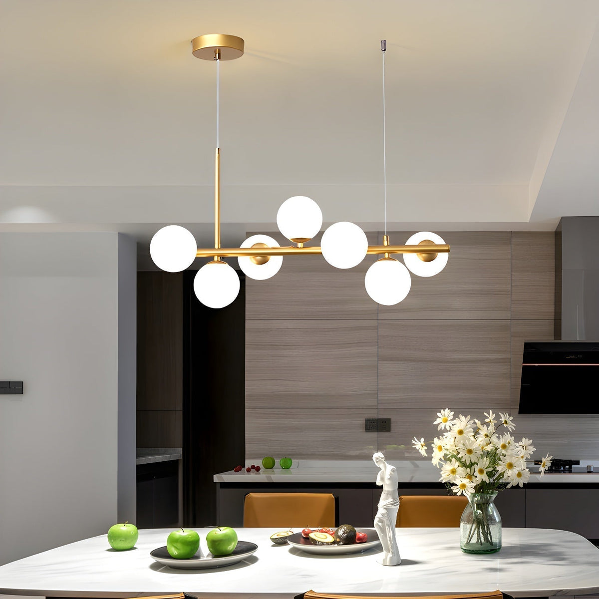 Lioroora Chandelier Glass Globe Gold 12-Light