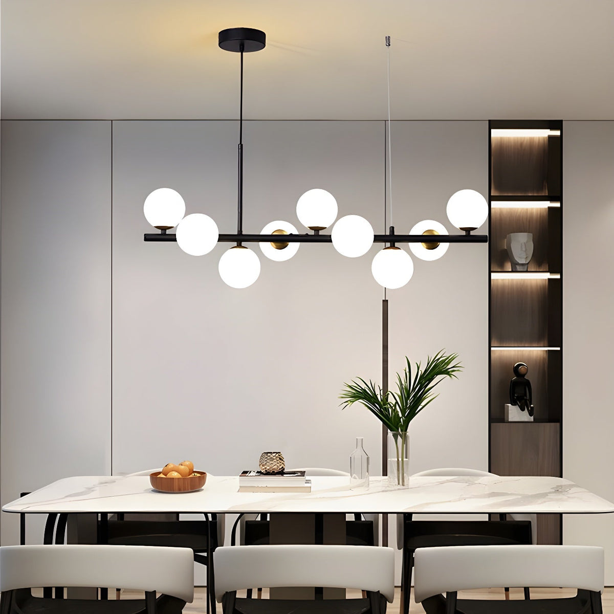 Lioroora Chandelier Glass Globe Gold 12-Light
