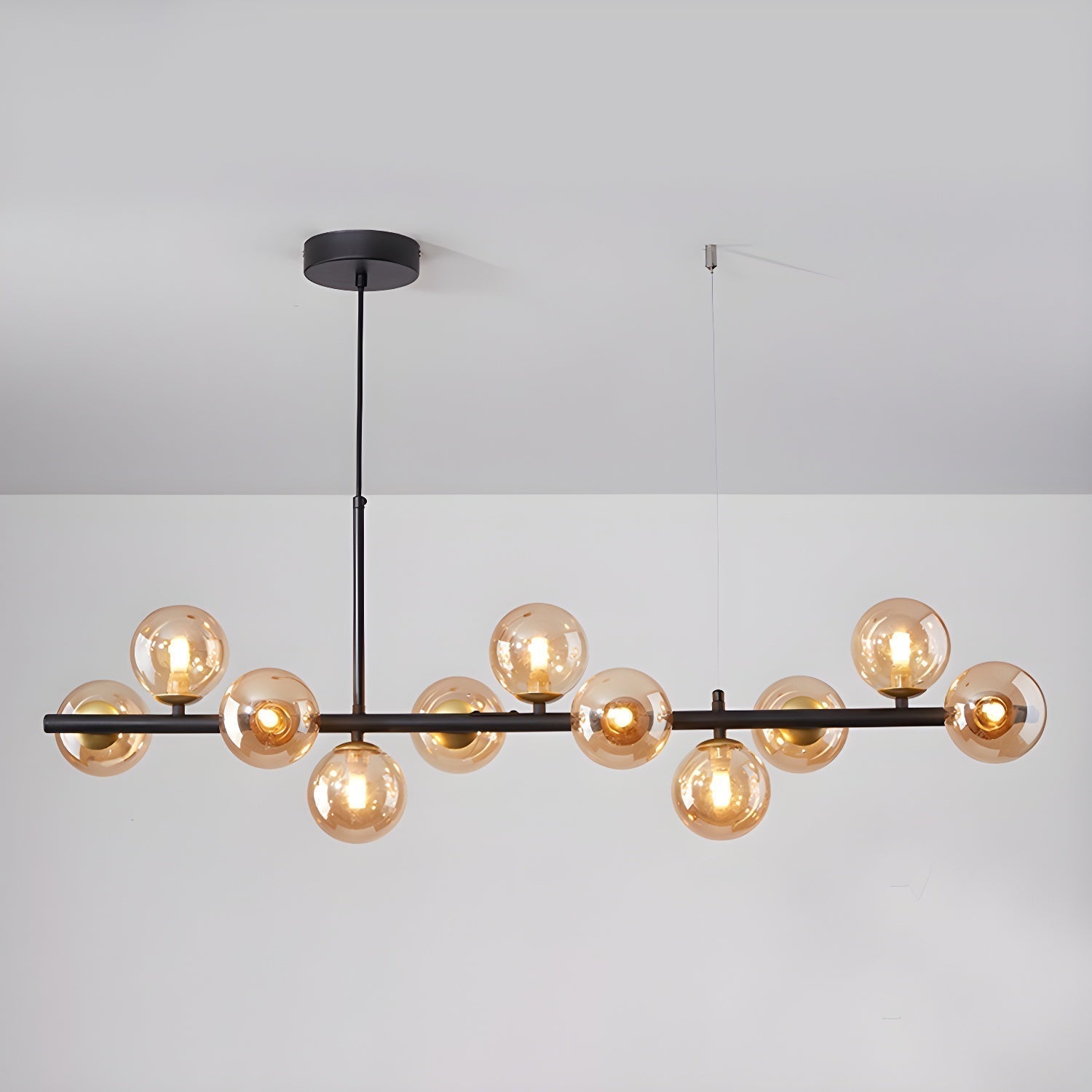 Lioroora Chandelier Glass Globe Gold 12-Light