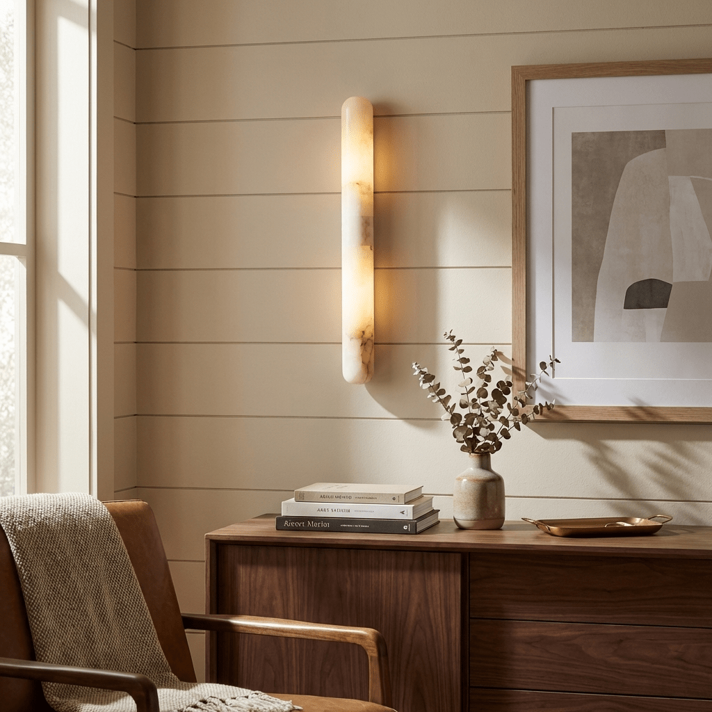 Alderstone Slim Alabaster Linear Indoor Wall Light