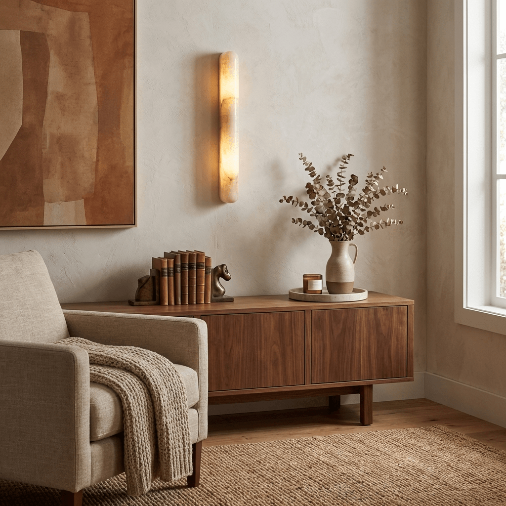 Alderstone Slim Alabaster Linear Indoor Wall Light