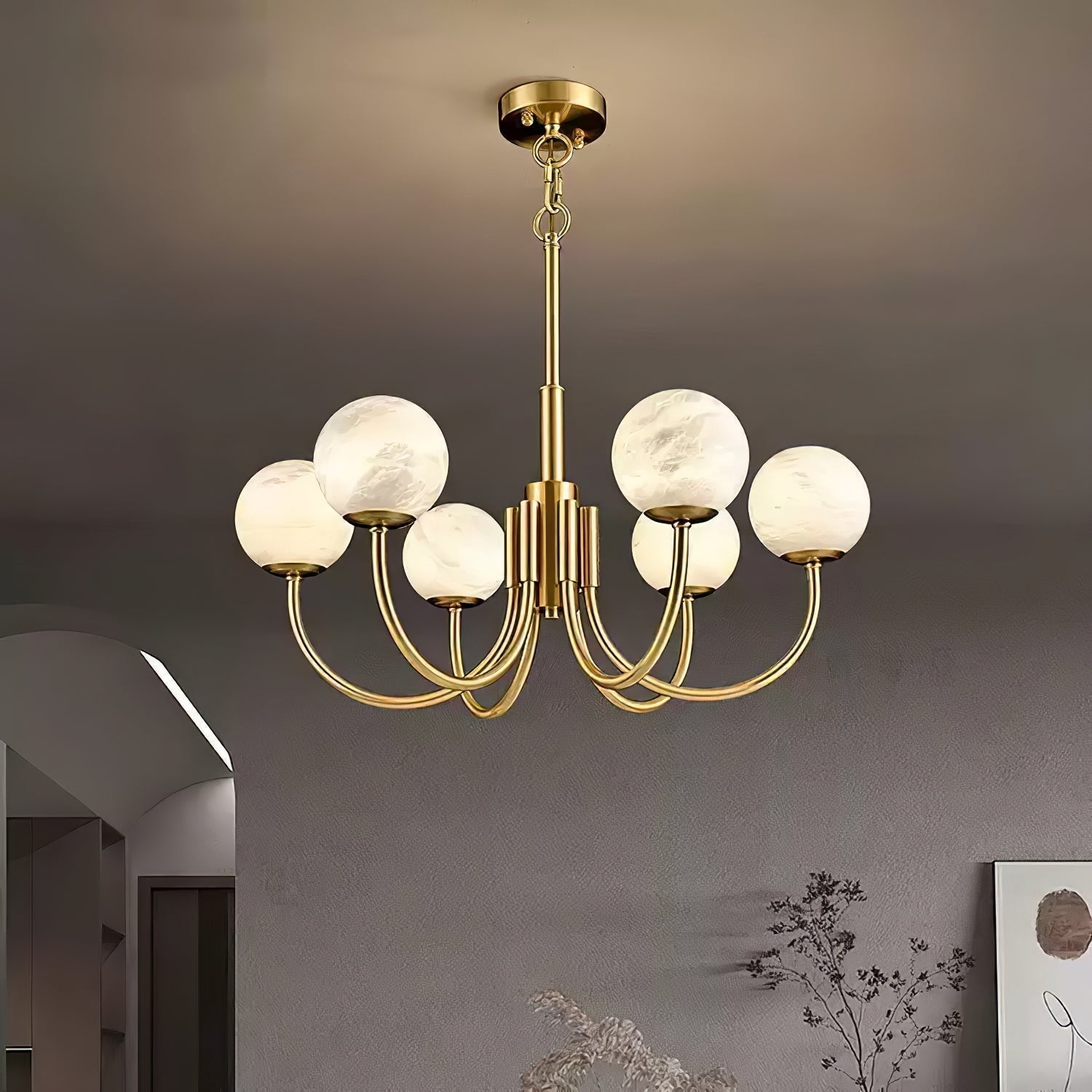 Alira Vintage Alabaster Chandelier Light