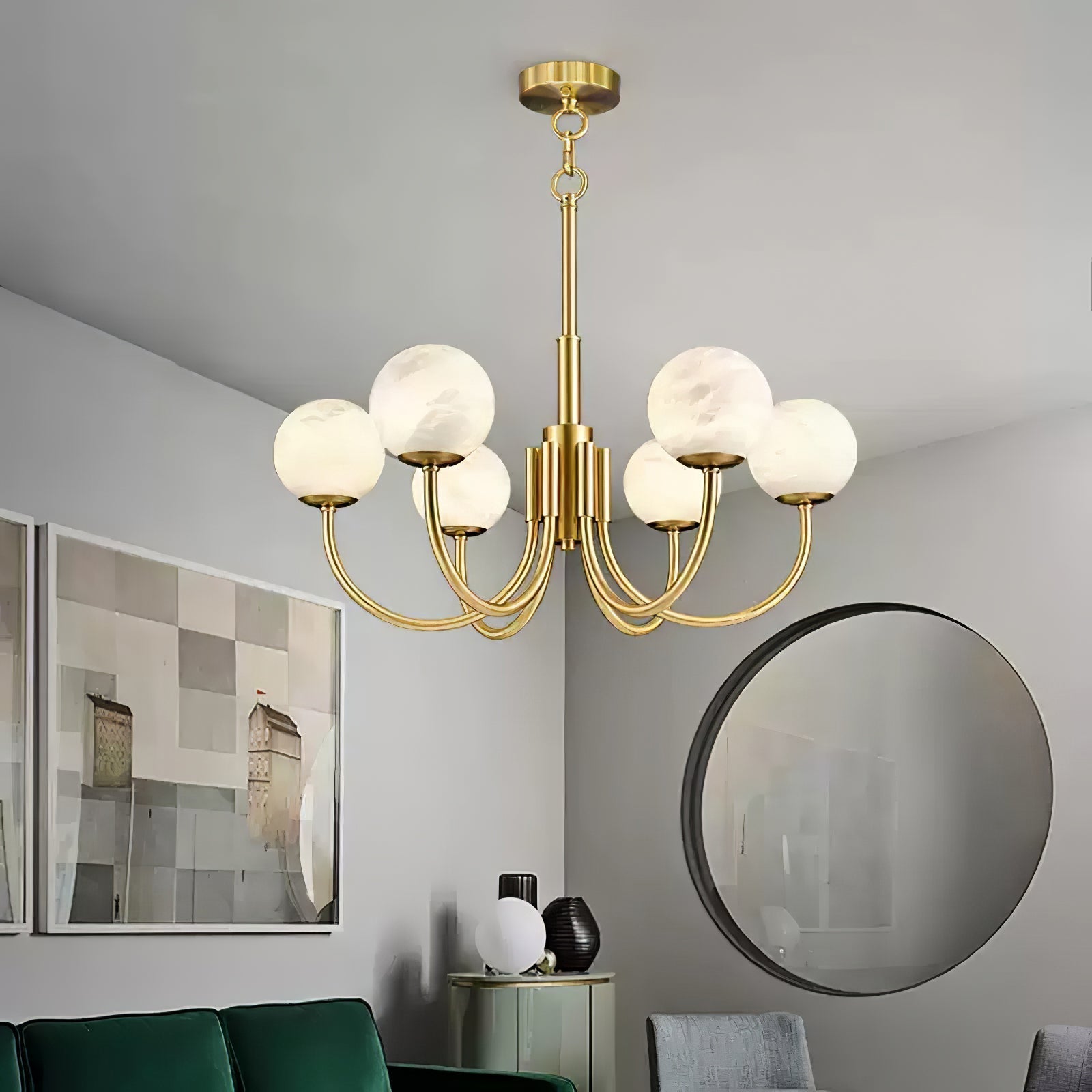 Alira Vintage Alabaster Chandelier Light