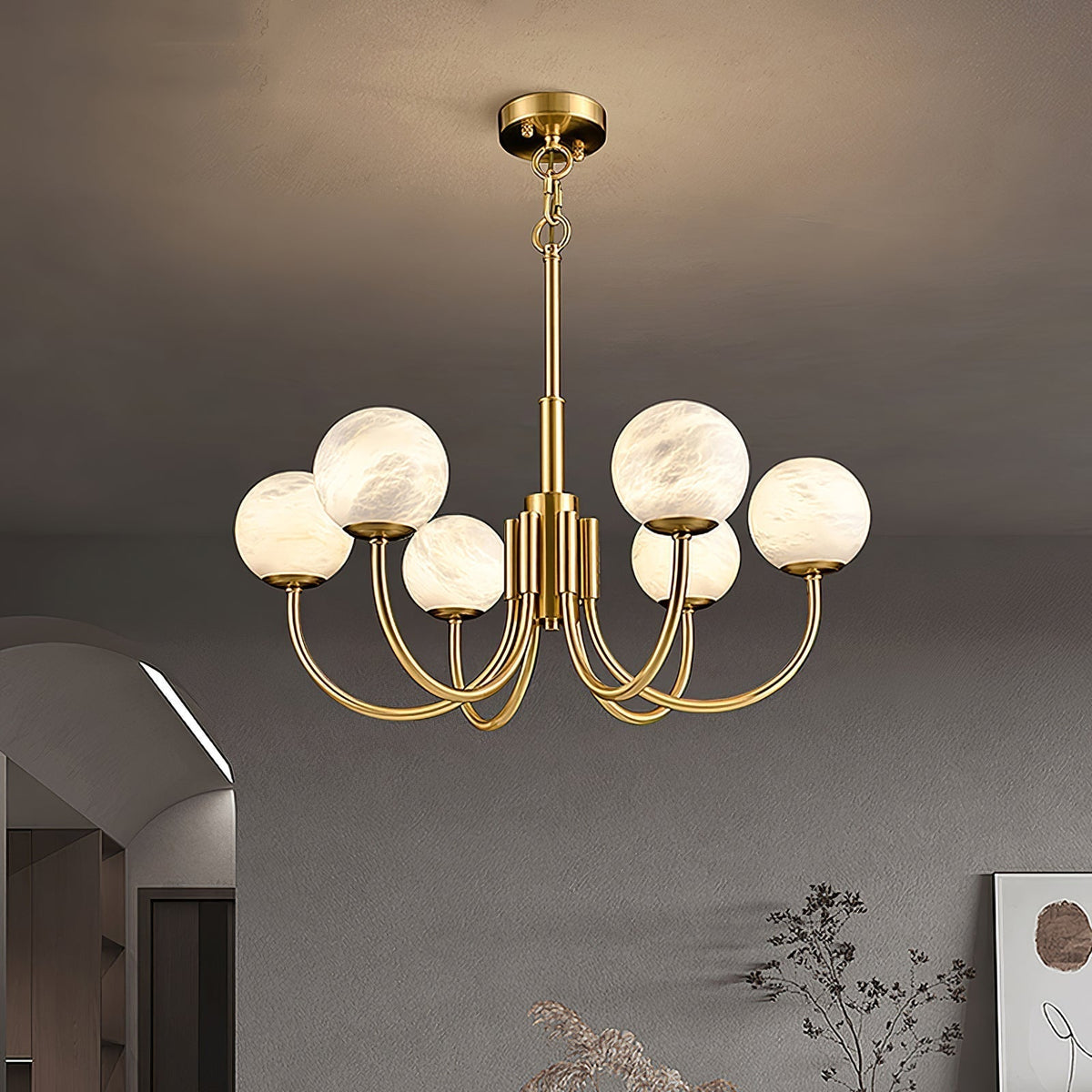 Alira Vintage Alabaster Chandelier Light