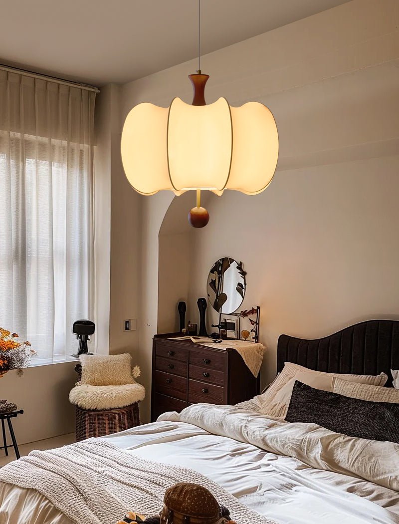 Elvelise Fabric Wood Pendant Light