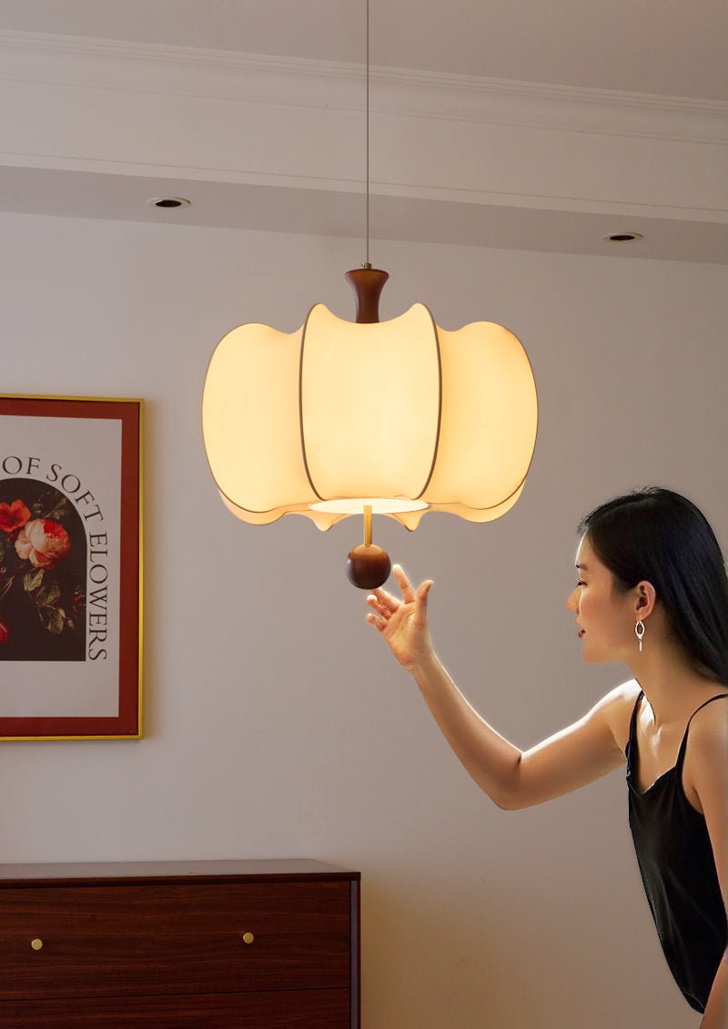 Elvelise Fabric Wood Pendant Light
