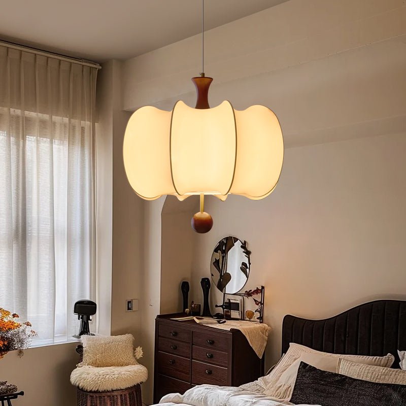 Elvelise Fabric Wood Pendant Light