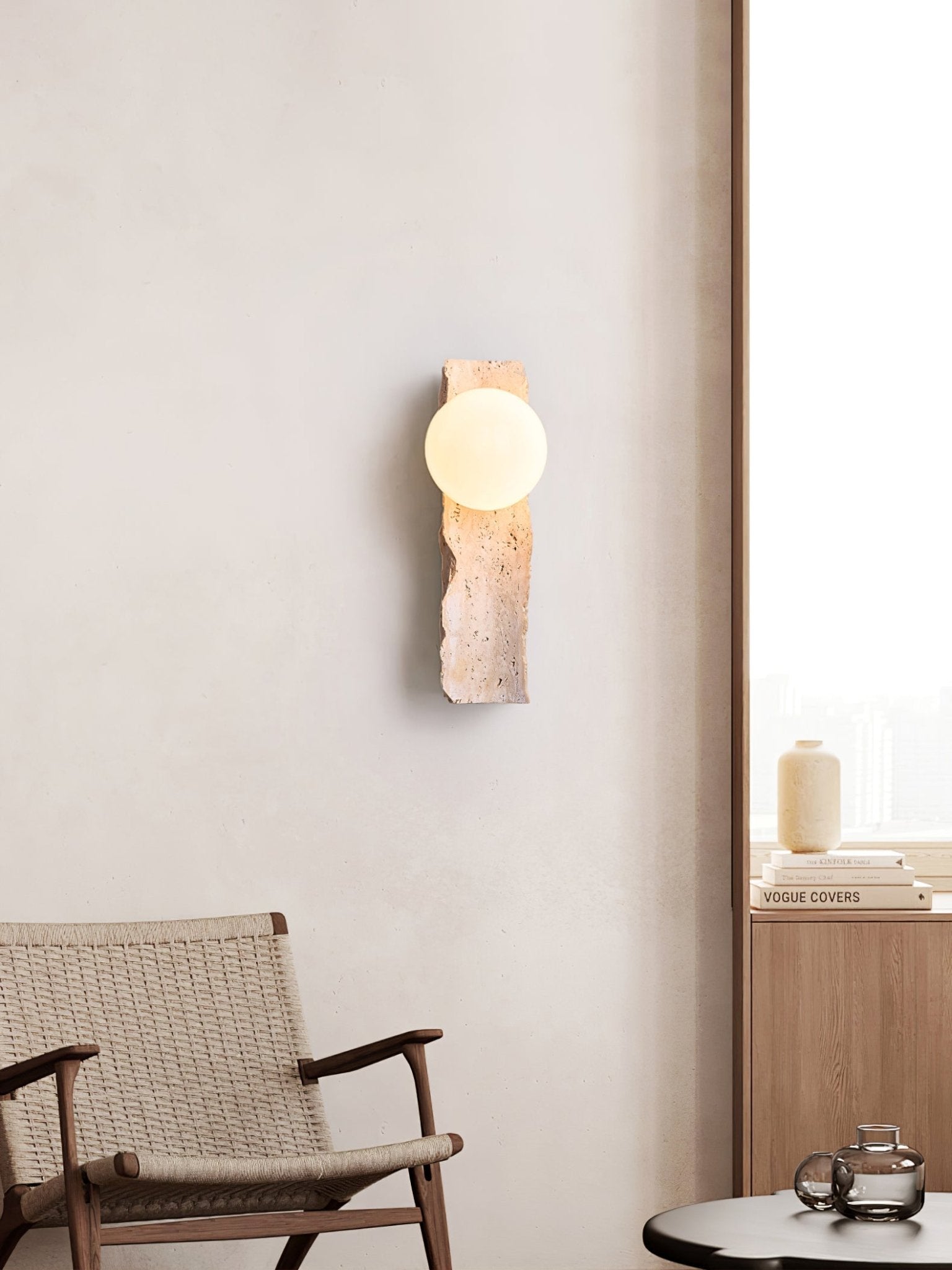 Elnoren Organic Travertine Wall Light - Neutral Decor