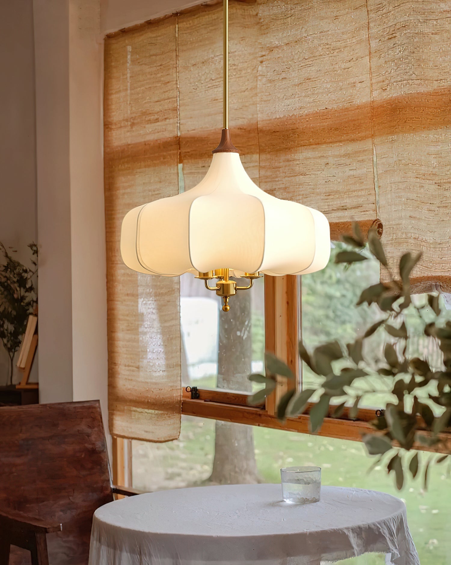 Jorath Fabric & Wood Pendant Light