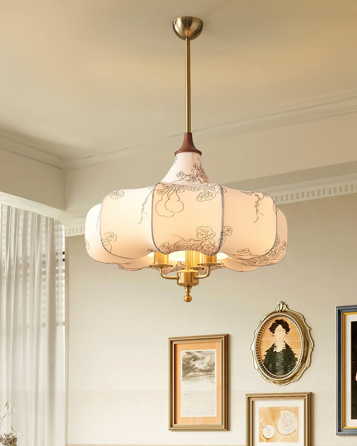 Jorath Fabric & Wood Pendant Light