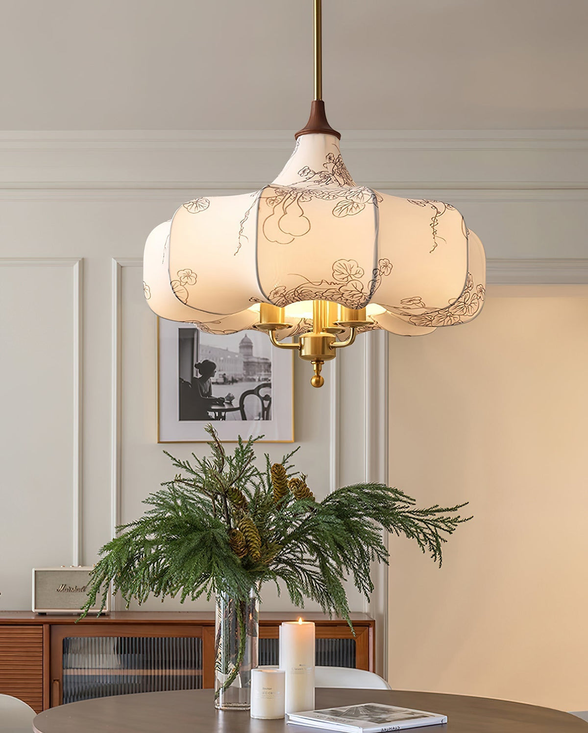 Jorath Fabric & Wood Pendant Light