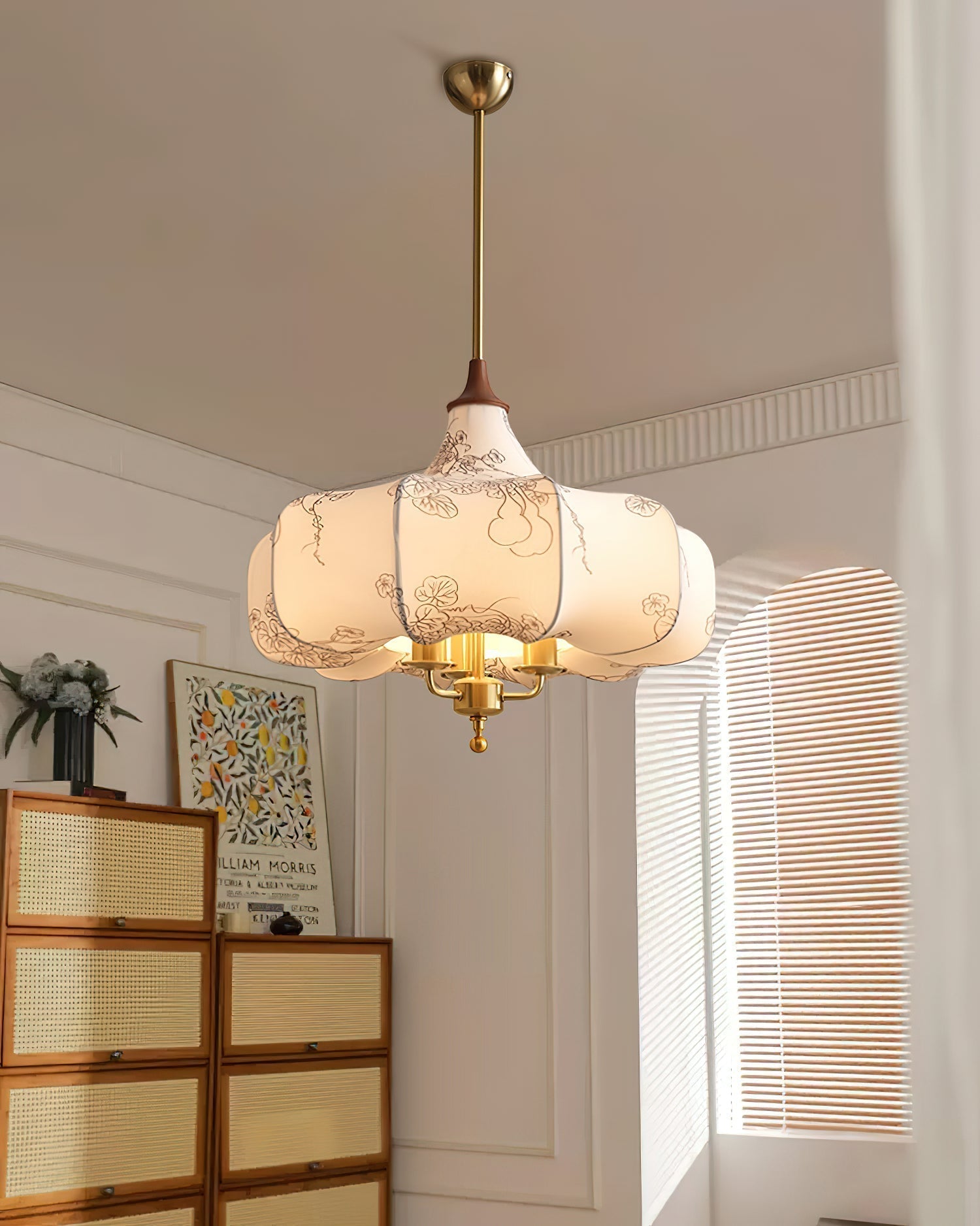 Jorath Fabric & Wood Pendant Light