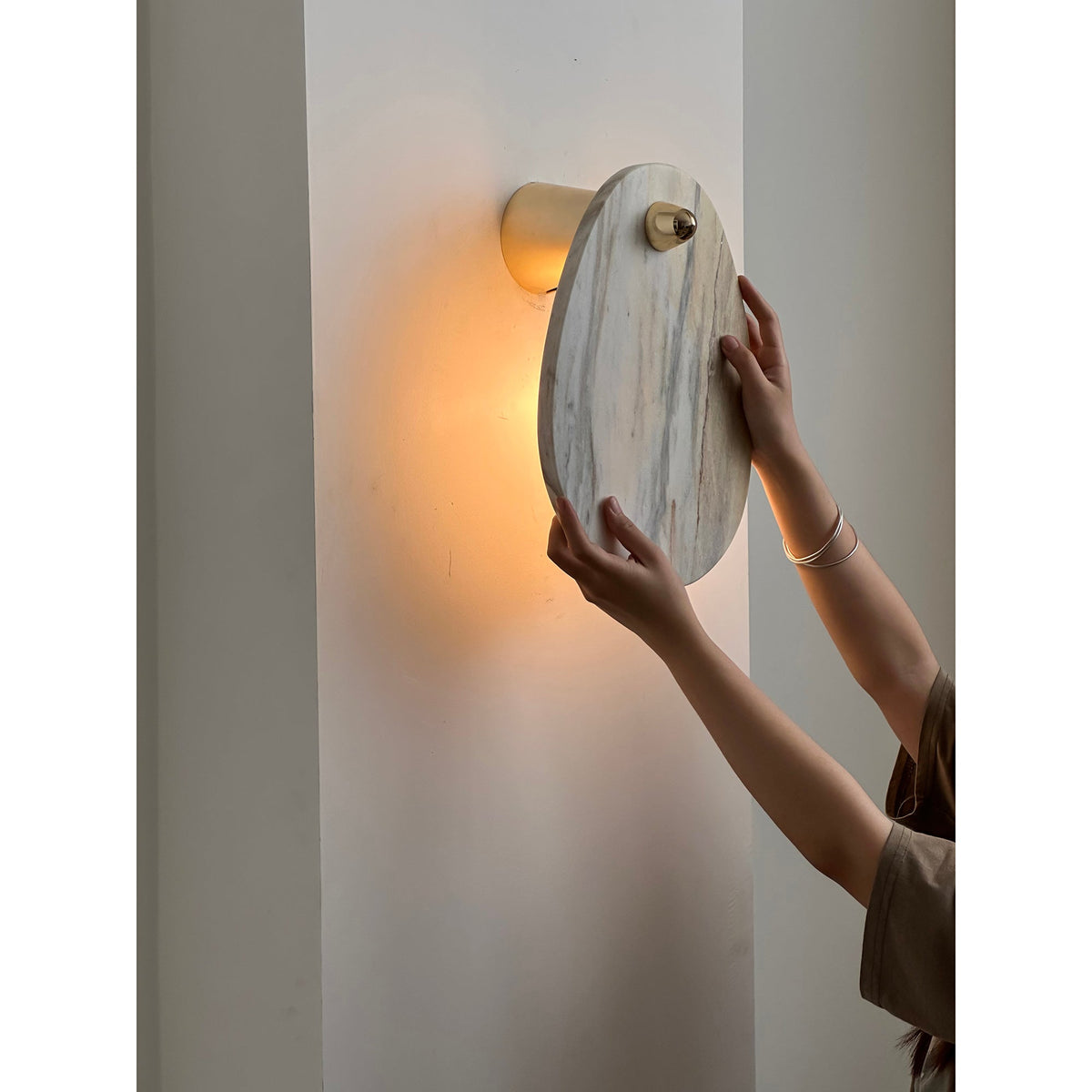 Norduvys Modern Luxurious Metal Marble Wall Lamp