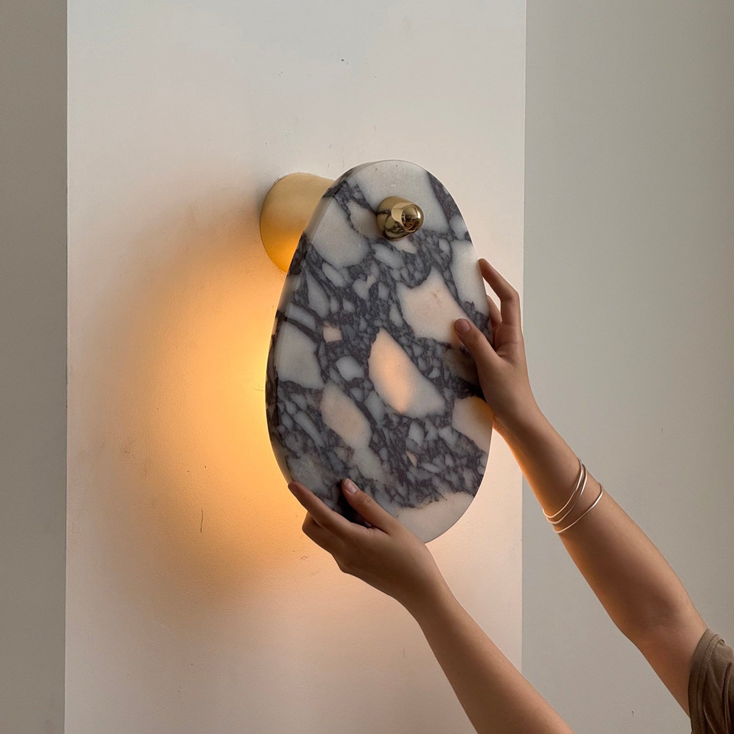 Norduvys Modern Luxurious Metal Marble Wall Lamp