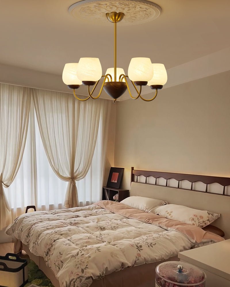 Sytheiel Premium Elegance Wood Glass Chandelier