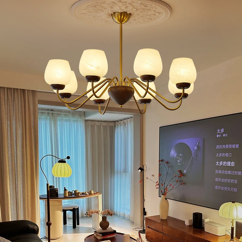 Sytheiel Premium Elegance Wood Glass Chandelier