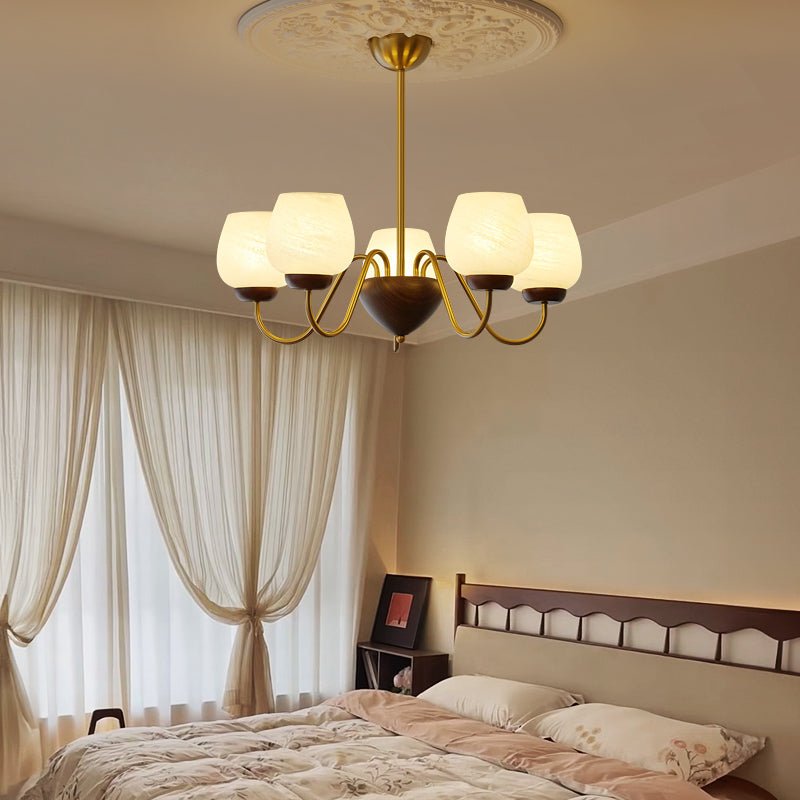 Sytheiel Premium Elegance Wood Glass Chandelier