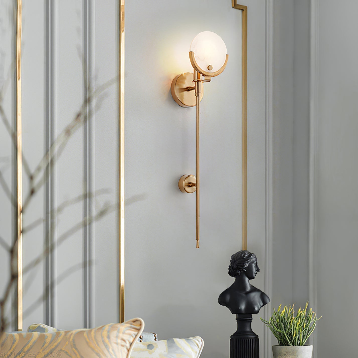 Florian Brass Sconce Alabaster