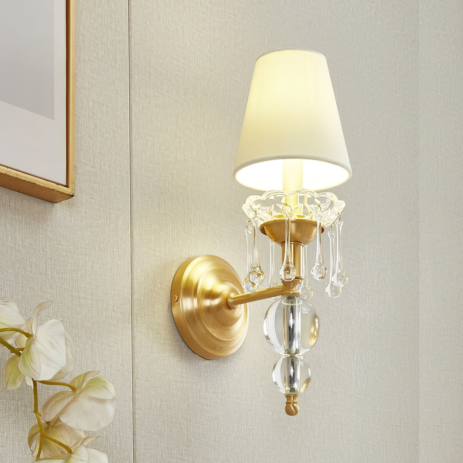 Qvistuvyh Postmodern Luxury Fabric Crystal Wall Lamp