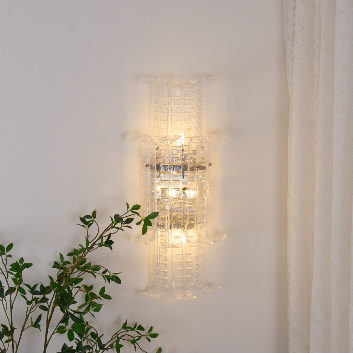 Celearia Wall Sconce Clear Murano Glass Panel Geometric