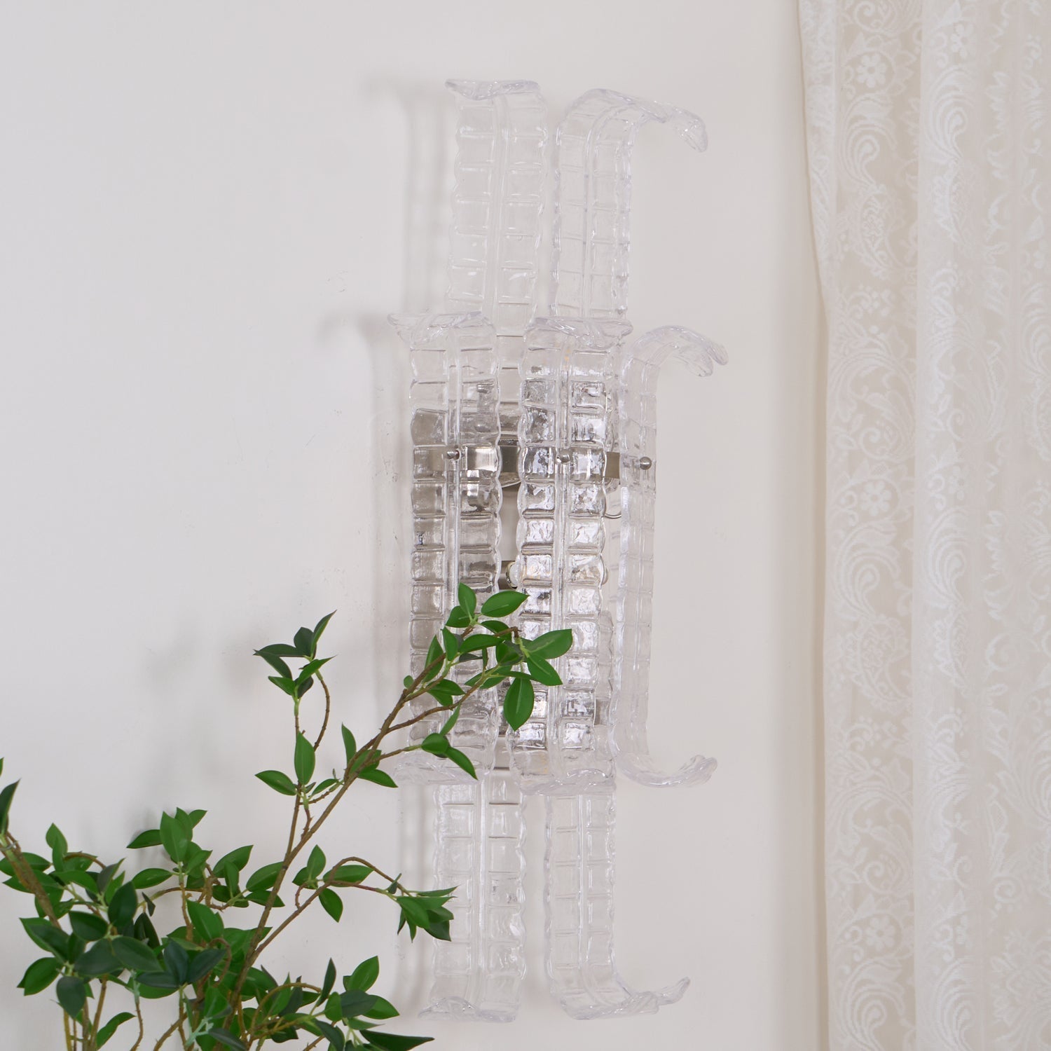 Celearia Wall Sconce Clear Murano Glass Panel Geometric