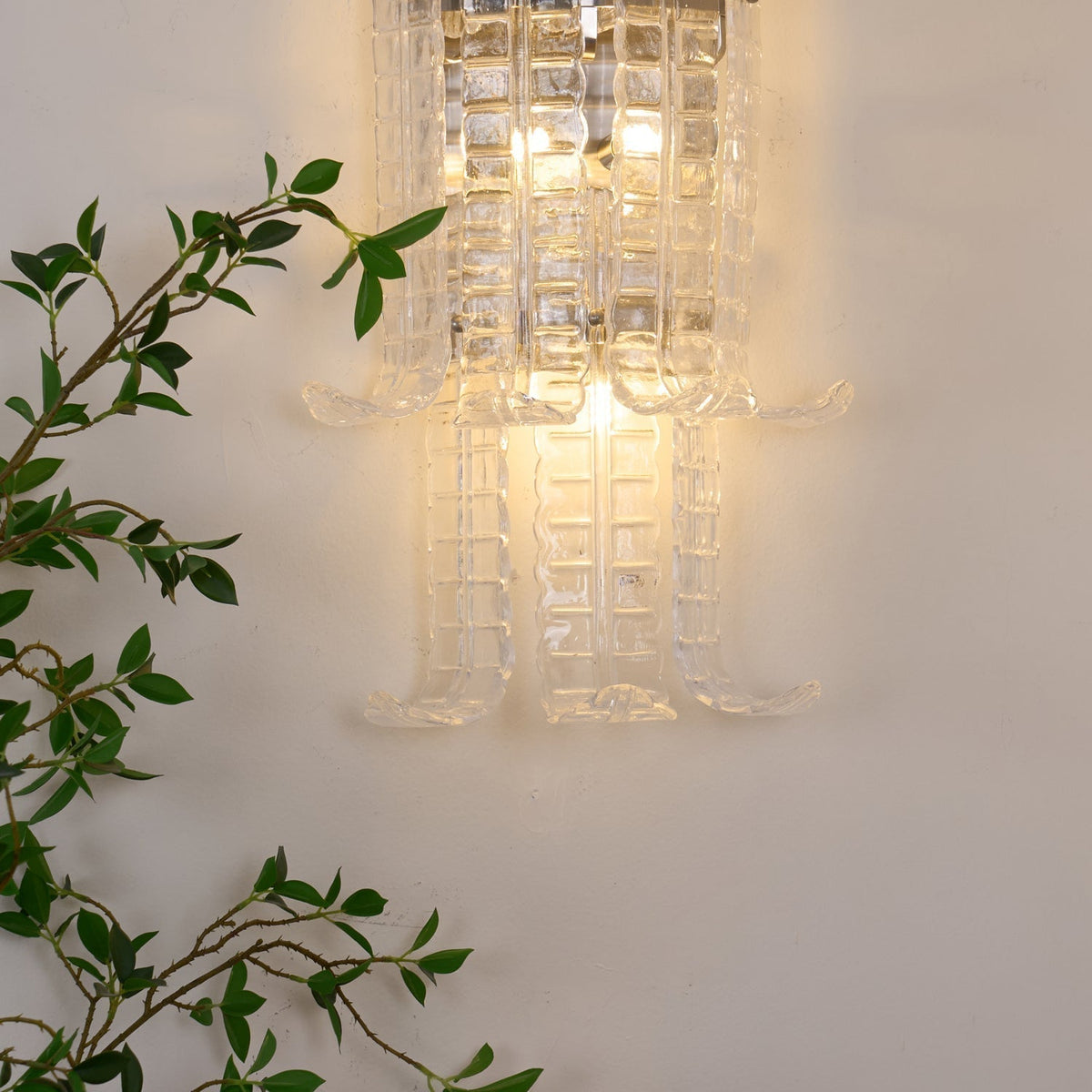 Celearia Wall Sconce Clear Murano Glass Panel Geometric