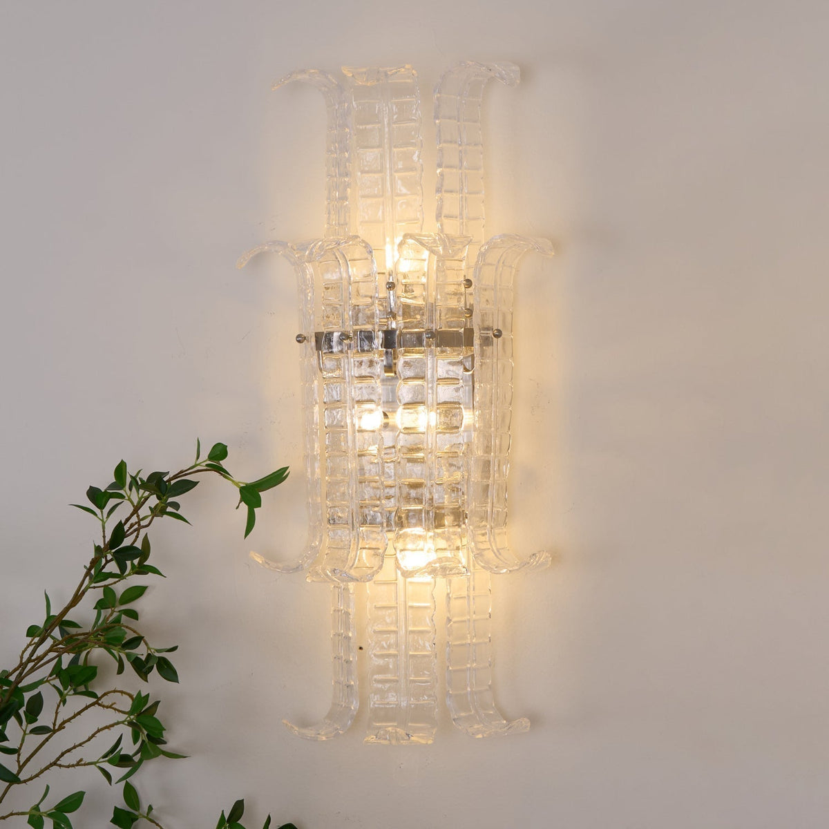 Celearia Wall Sconce Clear Murano Glass Panel Geometric