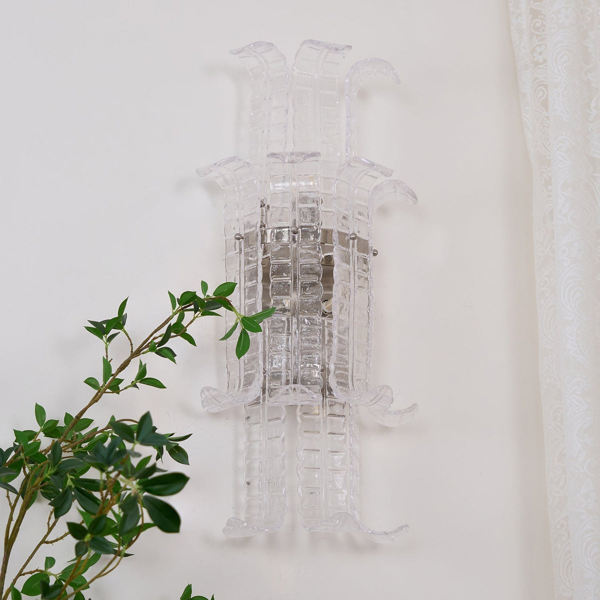 Celearia Wall Sconce Clear Murano Glass Panel Geometric