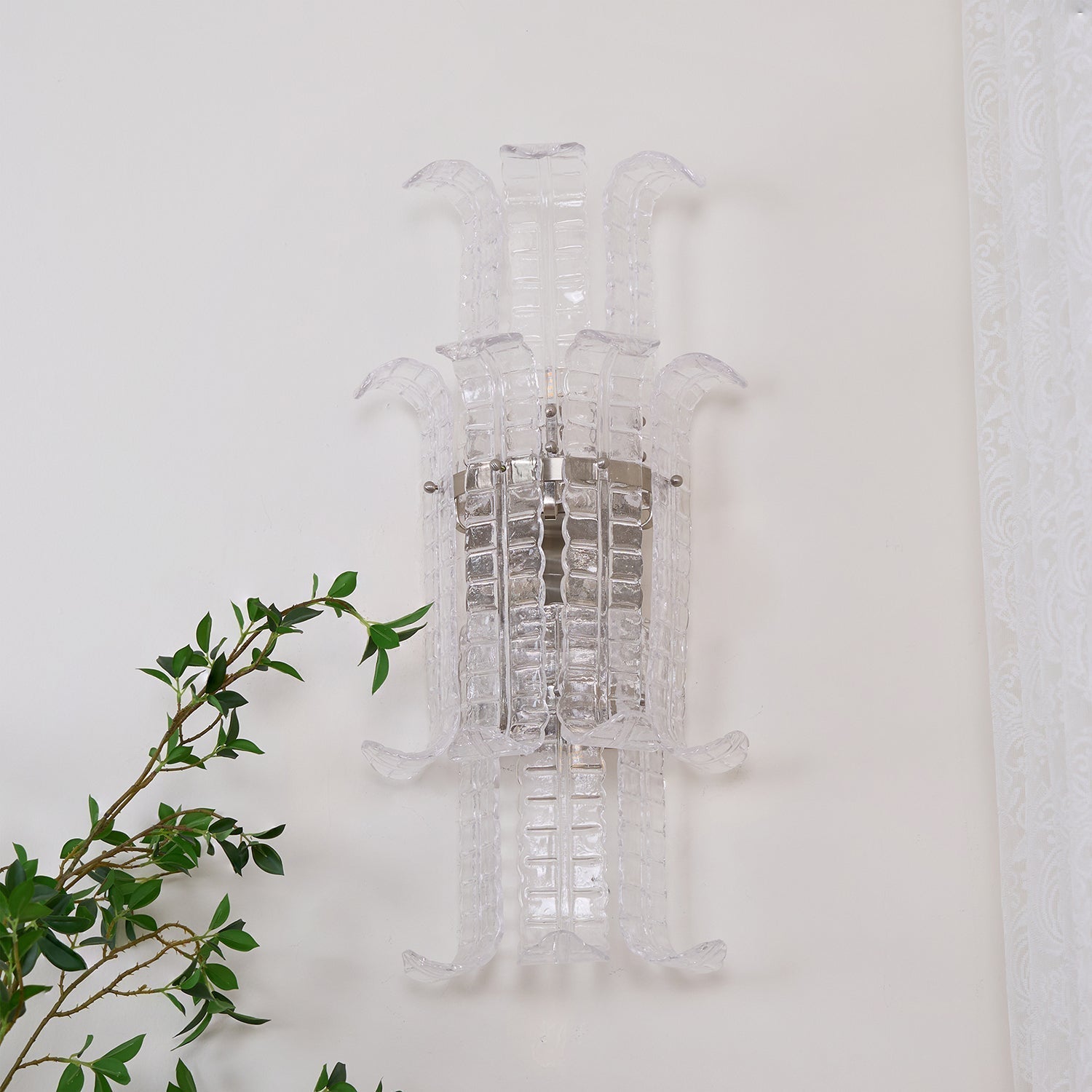Celearia Wall Sconce Clear Murano Glass Panel Geometric
